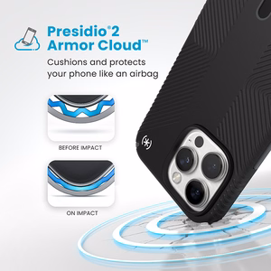Speck Presidio2 Grip ClickLock & MagSafe vāciņš ierīcei iPhone 16 Pro Max, melns / slānekļpelēks / balts