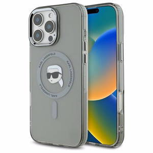 Karl Lagerfeld IML Metal Karl Head MagSafe iPhone 16 Pro Case - Black