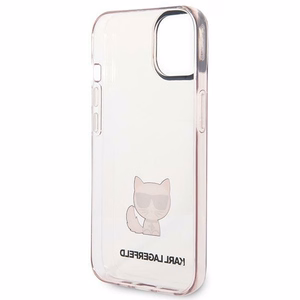 Karl Lagerfeld Caurspīdīgs Choupette Viedtālruņa apvalks iPhone 14 Plus / 15 Plus 6.7" - rozā