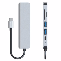HUB Tech-Protect V4 6in1 USB-C - USB-A 3.0 / USB-A 2.0 / USB-C / HDMI / micro SD / TF / SD karšu lasītājs - pelēks