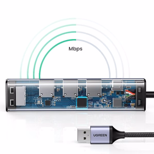 Ugreen CM475 daudzfunkcionāls sadalītājs USB 3.0 - 3x USB / Ethernet RJ-45 / USB Type-C PD - pelēks