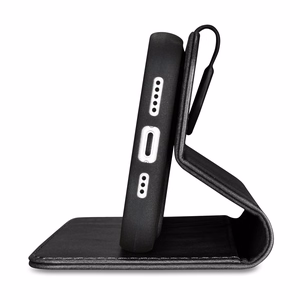iCarer Eļļas Vaska Maki Apvalks 2in1 Vāks iPhone 14 Plus Anti-RFID Ādas Atverams Apvalks Melns (WMI14220723-BK)