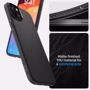 Spigen Liquid Air viedtālruņa apvalks iPhone 15 Plus - matēts melns