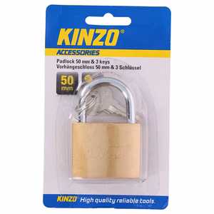 Kinzo 50 mm misiņa piekaramā slēdzene ar 3 atslēgām