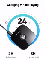 Bluetooth adaptera uztvērējs Ugreen CM123 2xRCA/AUX Bluetooth 5.0 melns (30445)