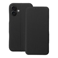 FOLIO sānu magnētiskais grāmatas tipa viedtālruņa apvalks, paredzēts IPHONE 16 PLUS, melns