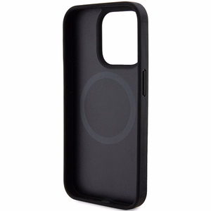 DKNY Ādas drukāts raksts metāla logotips Magnētiskais viedtālruņa apvalks iPhone 15 Pro - melna