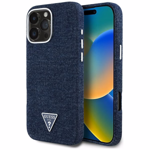Guess džinsinis trikampio logotips MagSafe iPhone 16 Pro viedtālruņa apvalks (m) - zils (m)