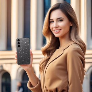 Kristāla spīdīgs apvalks Samsung Galaxy A14 4G/5G sudrabains (m)