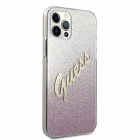 Guess GUHCP12LPCUGLSPI iPhone 12 Pro Max 6.7" rožais kietais vāciņš Glitter Gradient Script