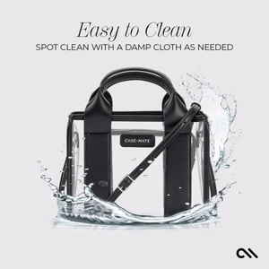 Case-Mate Micro Tote Bag water-resistant shoulder bag, Midnight Black / Clear