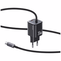 Tīkla lādētājs USAMS JC Series CC264 30W GaN Mini Fast Charger 2xUSB-C melns