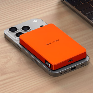 Blavec portatīvais lādētājs 10000mAh BJ-05 Ultra Fast 16mm - Type C - Qi2.2 25W + PD 45W magnētiska indukcija Magsafe 2 in 1 (PBBJ05-QI22MC10O) oranžs alumīnijs