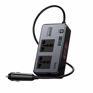 Smart dual car inverter charger Hoco 2 lighter ports max 200W PD66W/1C2A Z66 black