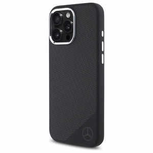 Mercedes MEHMP16L23SUGDK iPhone 16 Pro 6.3" black/black hardcase Silicone Tonal Logo Wood Pattern MagSafe