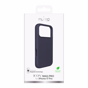 Pure Icon Magnētiskais Pro šķidra silikona viedtālruņa apvalks iPhone 17 Pro, MagSafe saderīgs, ar kameras aizsardzību un alumīnija pogām - tumši zils