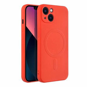 SILICONE MAG COVER viedtālruņa apvalks, saderīgs ar MagSafe, IPHONE 13 sarkans