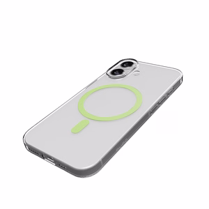 Чехол Puro Lite Mag TPU+PC совместимый с MagSafe для iPhone 17 - прозрачный с зелёным кольцом