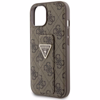 Guess viedtālruņa apvalks ar statīvu Grip Stand 4G Triangle Strass iPhone 15 - brūns