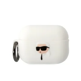 Karl Lagerfeld KLAP2RUNIKH AirPods Pro 2 apvalks balts/balts Silikona Karl Head 3D