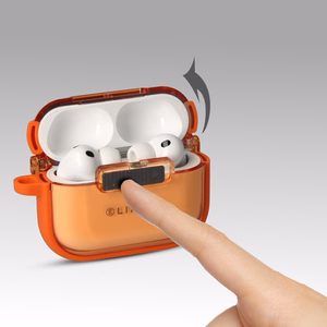 Liavec SlideLock Maciņš for Apple AirPods Pro 3 caurspīdīgs-oranžs