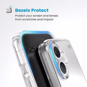 Caurspīdīgs Speck Presidio Perfect-Clear vāciņš iPhone 16 tālrunim