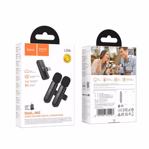 Bezvadu mikrofona komplekts Hoco L20A USB-C/Lightning black