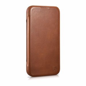 iCarer CE Oil Wax Premium ādas folio viedtālruņa apvalks iPhone 14 Plus Magnētiskais atveramais apvalks ar MagSafe Brūns (AKI14220707-BN)