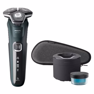 Philips 5000 Series S5884/50 – роторная мужская электробритва, чёрная/зелёная