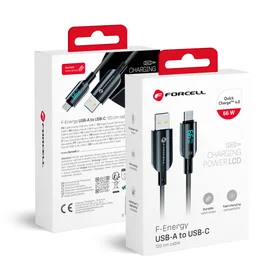 FORCELL F-ENERGY C272 kabelis USB A uz Type C QC4.0 3A 66W Digitālais 1,2 m melns
