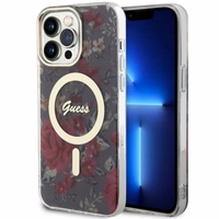 Guess GUHMP14XHCFWSA iPhone 14 Pro Max 6.7" zaļš cietais viedtālruņa apvalks Flower Magnētiskais