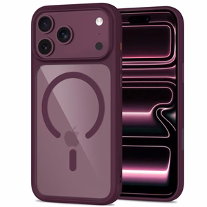 Tech-Protect MagOne CC MagSafe maciņš ar 2 rūdītiem stikliem, paredzēts iPhone 18 Pro / 17 Pro, caurspīdīgs bordo