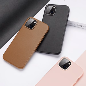Dux Ducis Grit ādas apvalks iPhone 14 Plus Elegants mākslīgās ādas apvalks (MagSafe saderīgs) Rozā