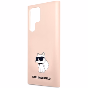 Karl Lagerfeld KLHCS23LSNCHBCP Silicone Choupette vāciņš ierīcei Samsung Galaxy S23 Ultra (S918), rozā
