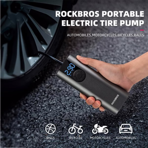 Rockbros 42720001001 elektriskais velosipēda pumpis ar LED displeju + USB-C - USB-A kabelis - melns