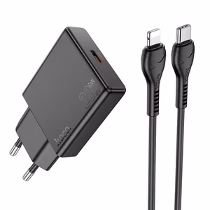 Phone charger Hoco Slim USB C QC PD 20W + cable USB C to Lightning N37 black