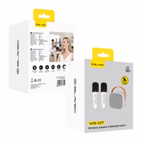 Blavec portatīvais Bluetooth skaļrunis WS-07 Karaoke Party 5W ar 2 mikrofoniem balts