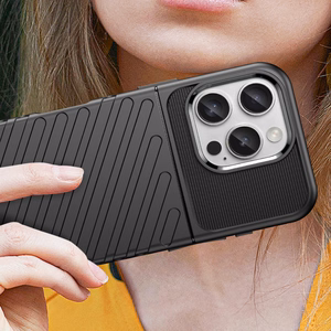 Thunder viedtālruņa apvalks iPhone 16 Pro Max silikona apvalks - melns