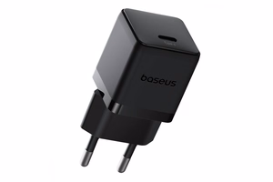 Baseus Palm 1C 20W sienas lādētājs (ar Baseus Mini White USB-C 60W (20V/3A) 1m kabeli) - melns