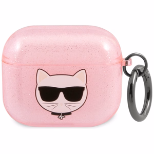 Karl Lagerfeld Glitter Choupette AirPods apvalks 3 - rozā