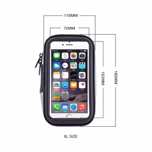 Velosipēdu telefona ūdensizturīgs stiprinājums, universālais telefona turētājs velosipēdiem un motocikliem XL izmēra (maks. telefona izmērs: 165 mm x 80 mm) - melns (bez stūres stiprinājuma)