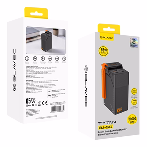 Blavec BJ-50 Tytan ārējais akumulators, 30 000 mAh, 65 W, 2× USB-C + 2× USB-A (PBBJ50B), melns