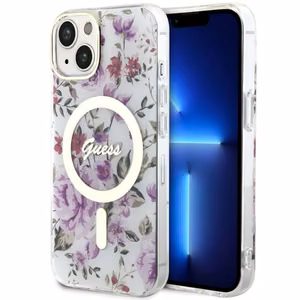 Guess GUHMP14MHCFWST iPhone 14 Plus 6.7" caurspīdīgs cietais apvalks Zieds Magnētiskais