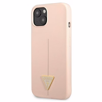Guess GUHCP13MSLTGP iPhone 13 6.1" rozā cietais apvalks silikona trīsstūris