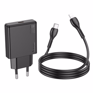 Зарядное устройство для телефона Hoco Slim USB C QC PD 20W + кабель USB C to Lightning N37 чёрное