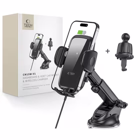 Tech-Protect CM15W-V1 Auto tālruņa turētājs ar 15 W induktīvo lādētāju kabīnei/gaisa ventilācijas atverei - melns