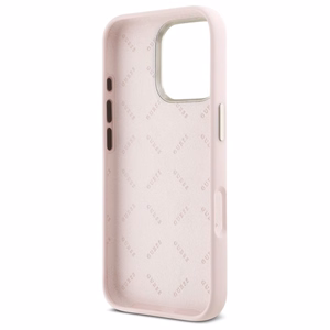 Guess Silikona Uzraksts Metāla Logo & Rāmis iPhone 16 Pro Apvalks - rozā