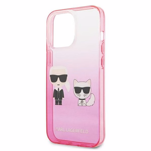 Karl Lagerfeld Gradient Ikonik Karl&Choupette viedtālruņa apvalks iPhone 13 Pro / iPhone 13 – rozā