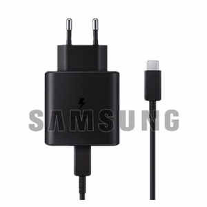 Samsung EP-TA845EWE 45W sienas lādētājs ar USB-C kabeli Samsung EP-DW767JWE 45W 1.8m (OOB Bulk - aizstājēja iepakojums) - melns