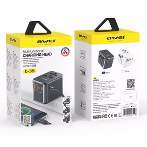 Universālais ceļojumu lādētājs Awei C-39 35W GaN 2xUSB-A/3xUSB-C melns